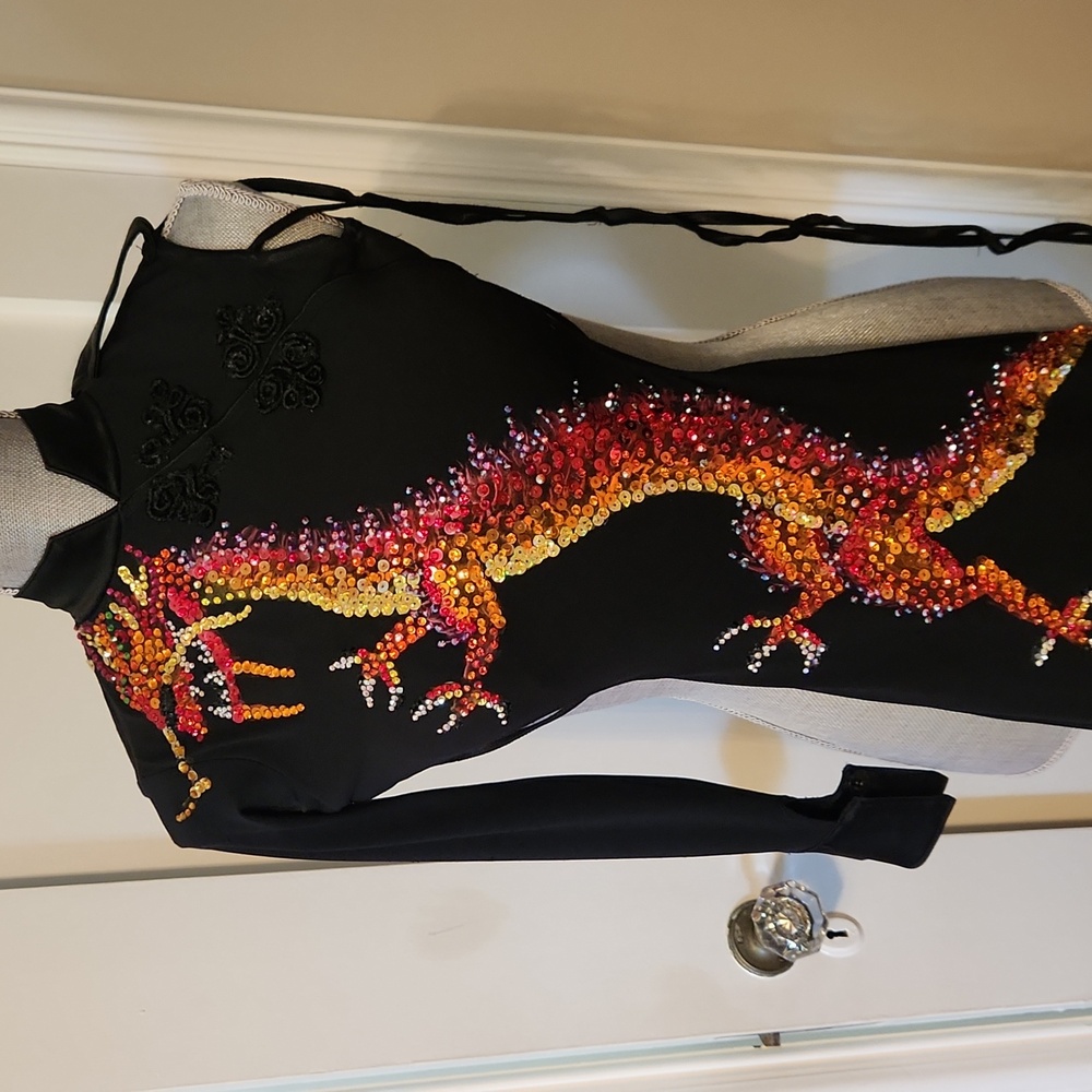 Lenique Latin competition dress. Size Sm to med. Dragon and Swarovski crystals.